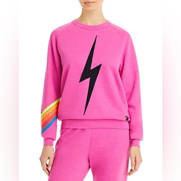 Aviator Nation Tops - Aviator Nation Bolt Crewneck Sweatshirt, Neon Pink, Size Medium